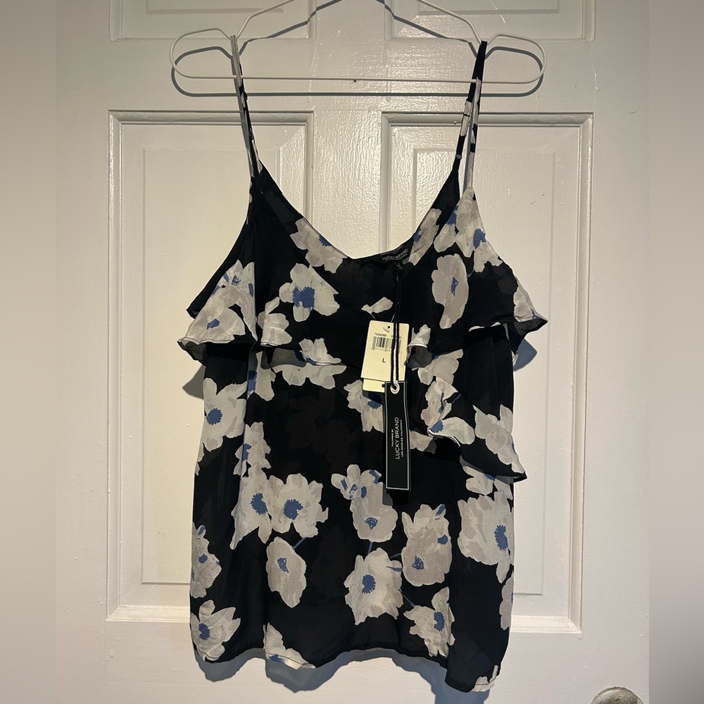 Lucky Brand Black and White Floral Camisole